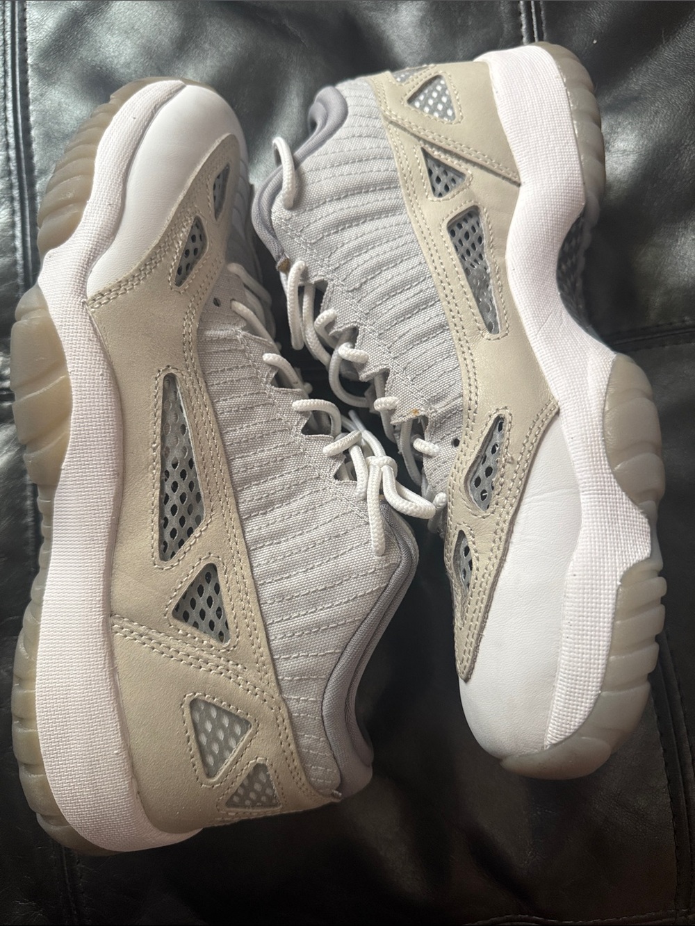 Jordan Men's White and Light Beige Athletic Sneakers - Picture 5 of 5